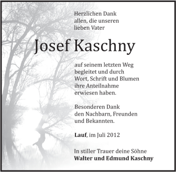 Traueranzeige von Josef Kaschny von Pegnitz-Zeitung